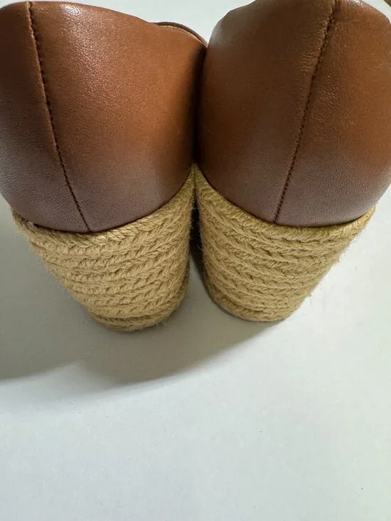 Jack Rogers Palmer Criss-Cross Women's Brown Leather Wedge Espadrilles 9M - Picture 4 of 8